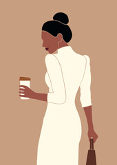 lady boss, girl boss, black, african, woman of color, abstract working woman, vector illustration