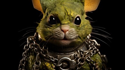 A charming chinchilla dressed as a Frankenstein's monster, with bolts on its neck - Generative ai