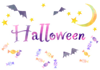 ハロウィンの水彩風手書きタイトル