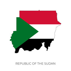 Sudan map and flag. Detailed silhouette vector illustration
