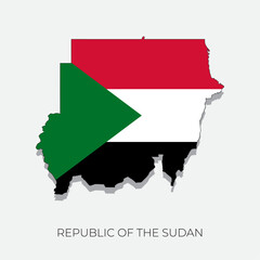 Obraz premium Sudan map and flag. Detailed silhouette vector illustration 