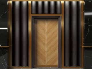Modern elevator doors in art deco lobby © denisik11