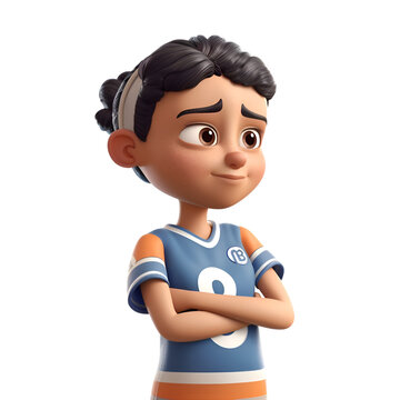3d rendering of a boy with a football jersey on a white background