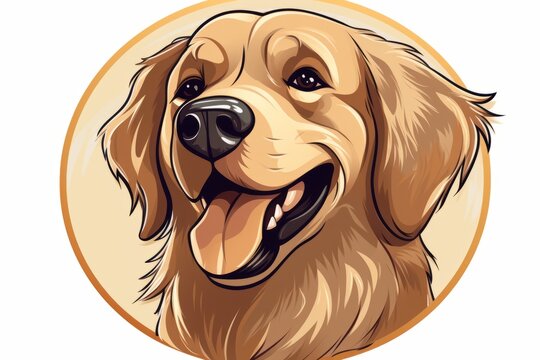 Golden retriever cartoon style logo. Beautiful illustration picture. Generative AI