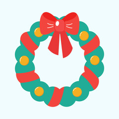 Christmas wreath in cartoon style