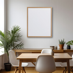 Mockup picture frame in dining room