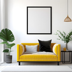 Mockup picture yellow sofa living room