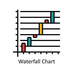 Waterfall Chart Filled Outline Icon Design illustration. Product Management Symbol on White background EPS 10 File