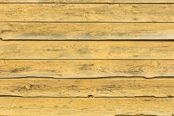 Yellow painted wooden old boards as a background
