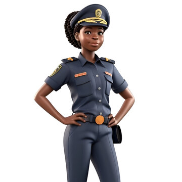 3D Illustration of a female police officer on a white background
