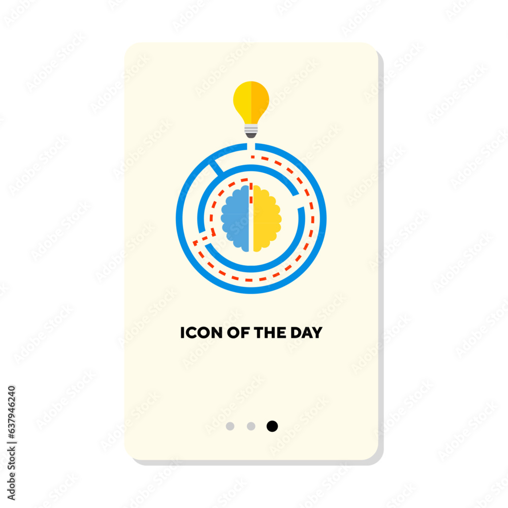 Poster brainwork flat icon. maze, labyrinth isolated sign. brain, task solution, ideas concept. vector illu