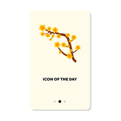 Blooming twig flat icon. Branch, tree isolated sign. Spring, nature, blossom concept. Vector illustration symbol elements for web design