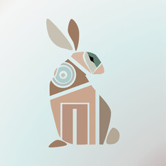 abstract geometric rabbit minimalist vintage style