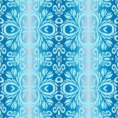 Seamless design vector Beauty flower line art batik ethnic dayak borneo pattern with colourful gradient 