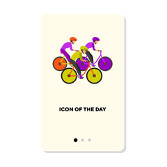 Bicycle racing flat vector icon. Speed, sports cycling team isolated vector sign Sport and health concept. Vector illustration symbol elements for web design and apps