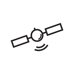 Artificial satelite in orbit around earth. Satellite vector icon, logo and illustration