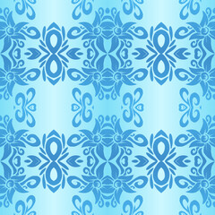 Seamless design vector Beauty flower line art batik ethnic dayak borneo pattern with colourful gradient 