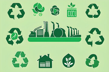 set of green icons. Generative AI