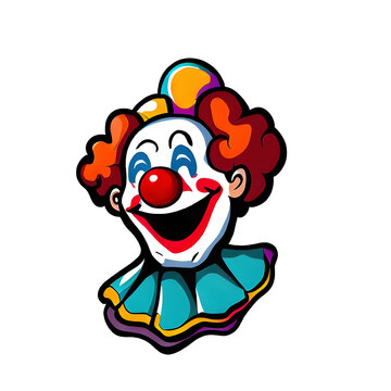 Clown Logo Illustration Art With A Transparent Background Generative AI.