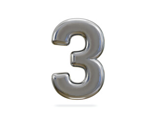 3d rendering of silver number 3