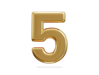 3d rendering of golden number 5