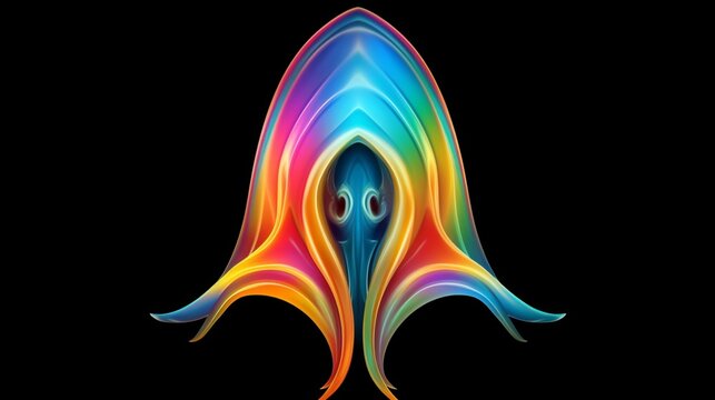 a hip colorful Squid head design with a futuristic fee.Generative AI