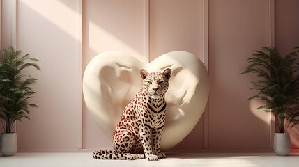 Leopard Mental Health Template Background Wounded Heart Wallpaper Looking Strong Powerful Outside Fragile Inside Jaguar Cheetah Puma Minimalistic for Presentation Slides Zoom Wildlife Exotic Animals