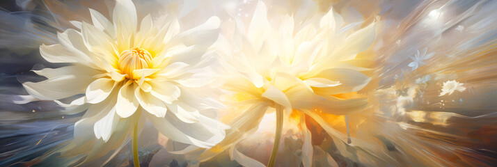 Obraz premium Blumen in surrealen Sonnenlicht, generiert mit KI