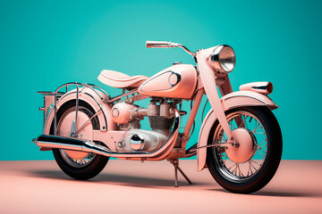 Pink color retro motorcycle