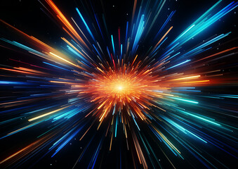 Naklejka premium Many colored speed lines. Imitating the speed of light and moving as a background or wallpaper for comics. AI generated.