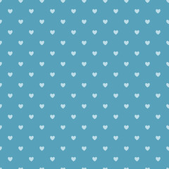 Seamless blue heart pattern background.Simple heart shape seamless pattern in diagonal arrangement. Love and romantic theme background.