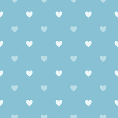 Seamless blue heart pattern background.Simple heart shape seamless pattern in diagonal arrangement. Love and romantic theme background.