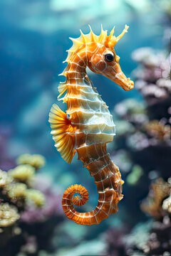 Photo of a seahorse vertically, generating AI