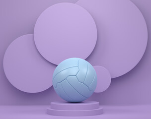 Football ball on cylinder podium with steps on monochrome background