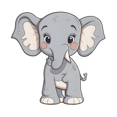Fototapeta premium Cute baby elephant isolated on white background. Vector cartoon illustration.