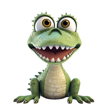 3d rendered illustration of a crocodile cartoon character isolated on white background