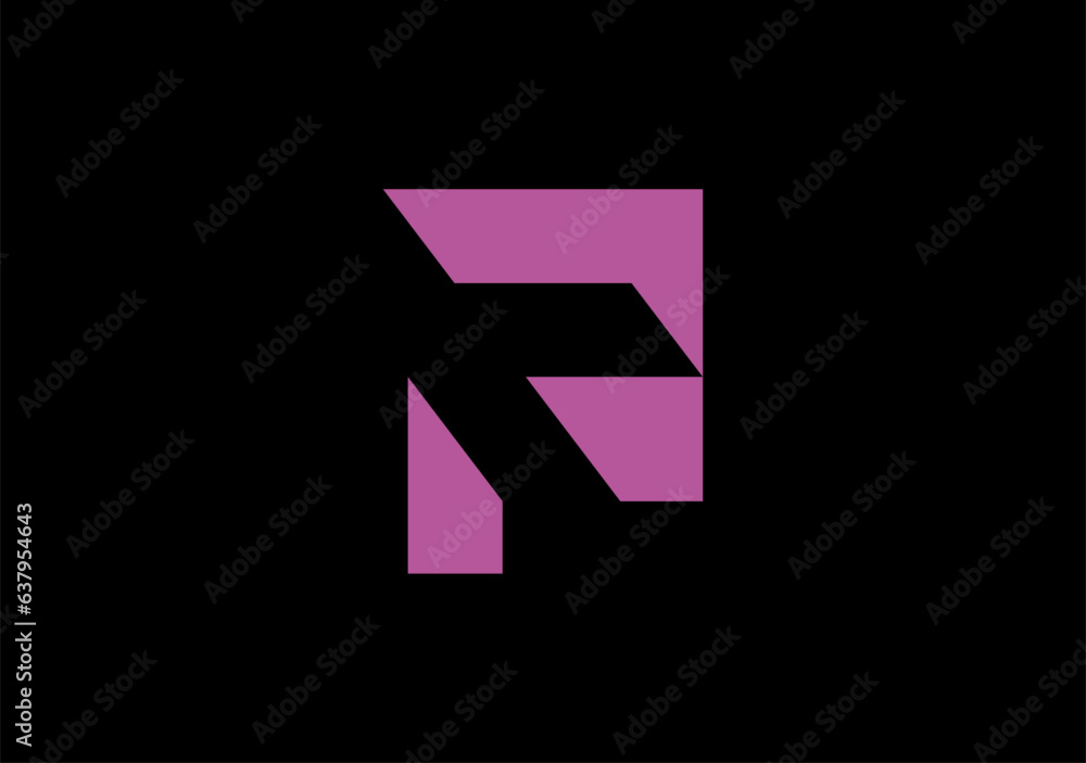 Poster sign, flat p logo ingeniously conceals a sharp arrow in negative space, encapsulating precision, dir