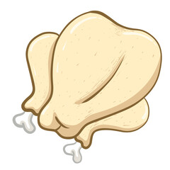 cartoon of raw chicken isolated