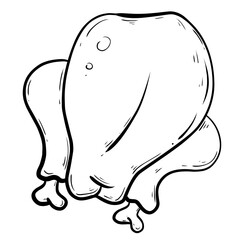 Sketch of raw chicken isolated
