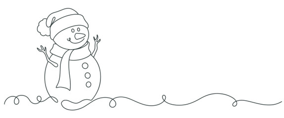 Snowman line art style vector illustration © sense