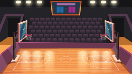 a basketball court side view cartoon design