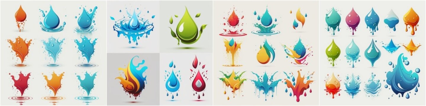 Vector water splash and drop logos available. Isolated on a white background for ease of use. Great for branding. design projects. and much more.