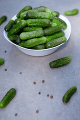 fresh cucumbers on a wooden table