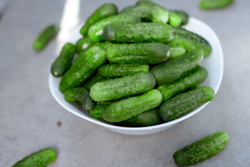 cucumbers on a wooden board