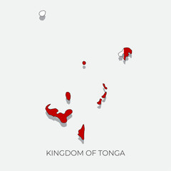 Tonga map and flag. Detailed silhouette vector illustration
