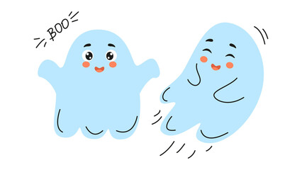 set of cute ghosts, doodle halloween, ghost, cute ghost, doodle ghost, halloween ghost