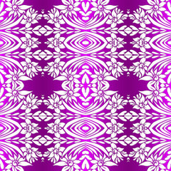 Seamless design vector Beauty flower line art batik ethnic dayak borneo pattern with colourful gradient 