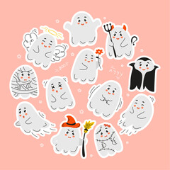ghost sticker set, halloween stickers, cute ghost set, doodle halloween, ghost, cute ghost, doodle ghost, halloween ghost