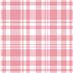 Seamless diagonal gingham plaid pattern in pastel rosy pink and white. Seamless background pink plaid PNG file.