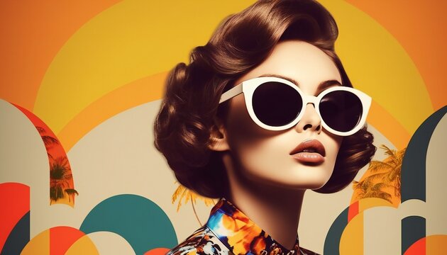 Young Beautiful Woman Wearing Big Sunglasses